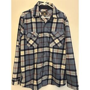 Freedom Foundry Blue Plaid Flannel SOFT Shirt Long Sleeve Button-Up Mens L